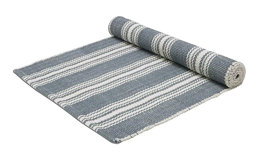 Cotton Yoga Mat with Carry Strap, Skid Free, Handmade Organic Foldable Thick ...
