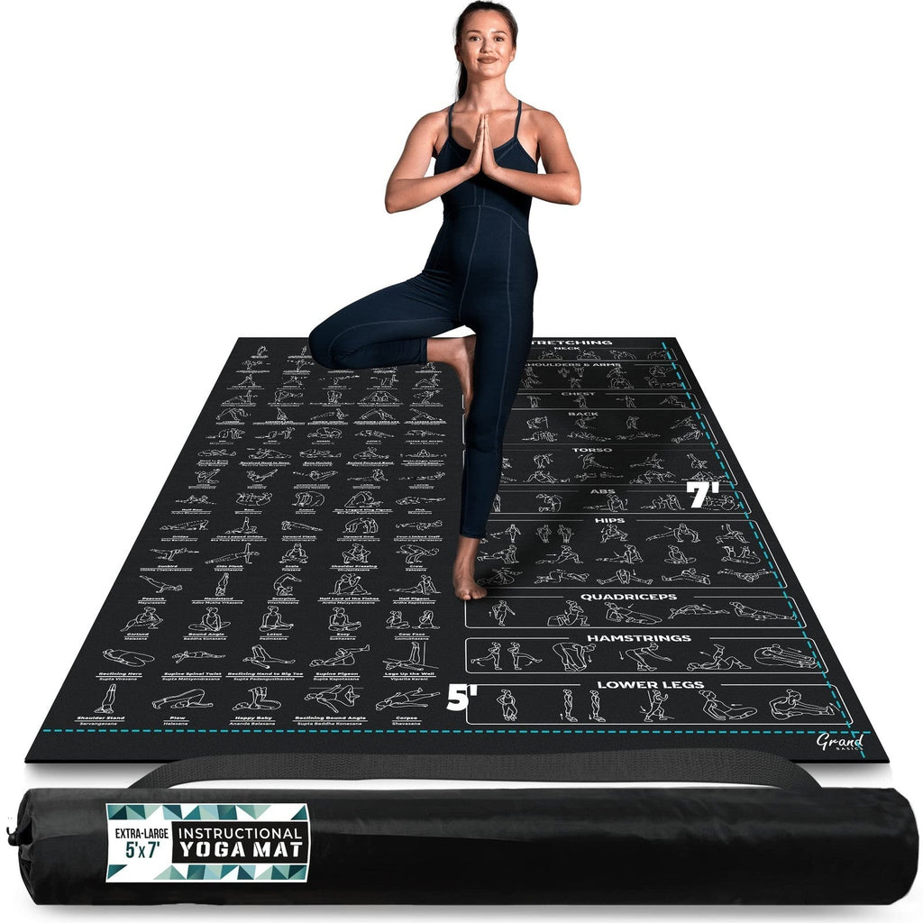 Extra-Large 6' x 4' Instructional Yoga Mat with Poses Printed On It - 2X Wide...